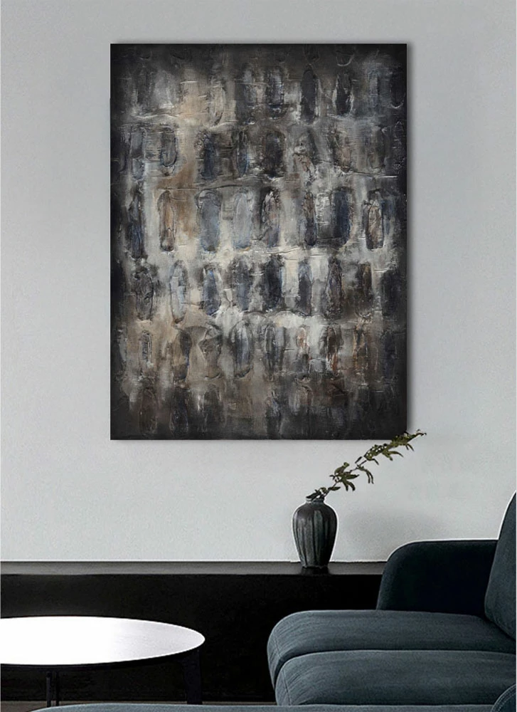 Pikturë dekorative Terryn, kanavacë, ngjyra blu, gri, kafe, bezhë, 90x120x4cm