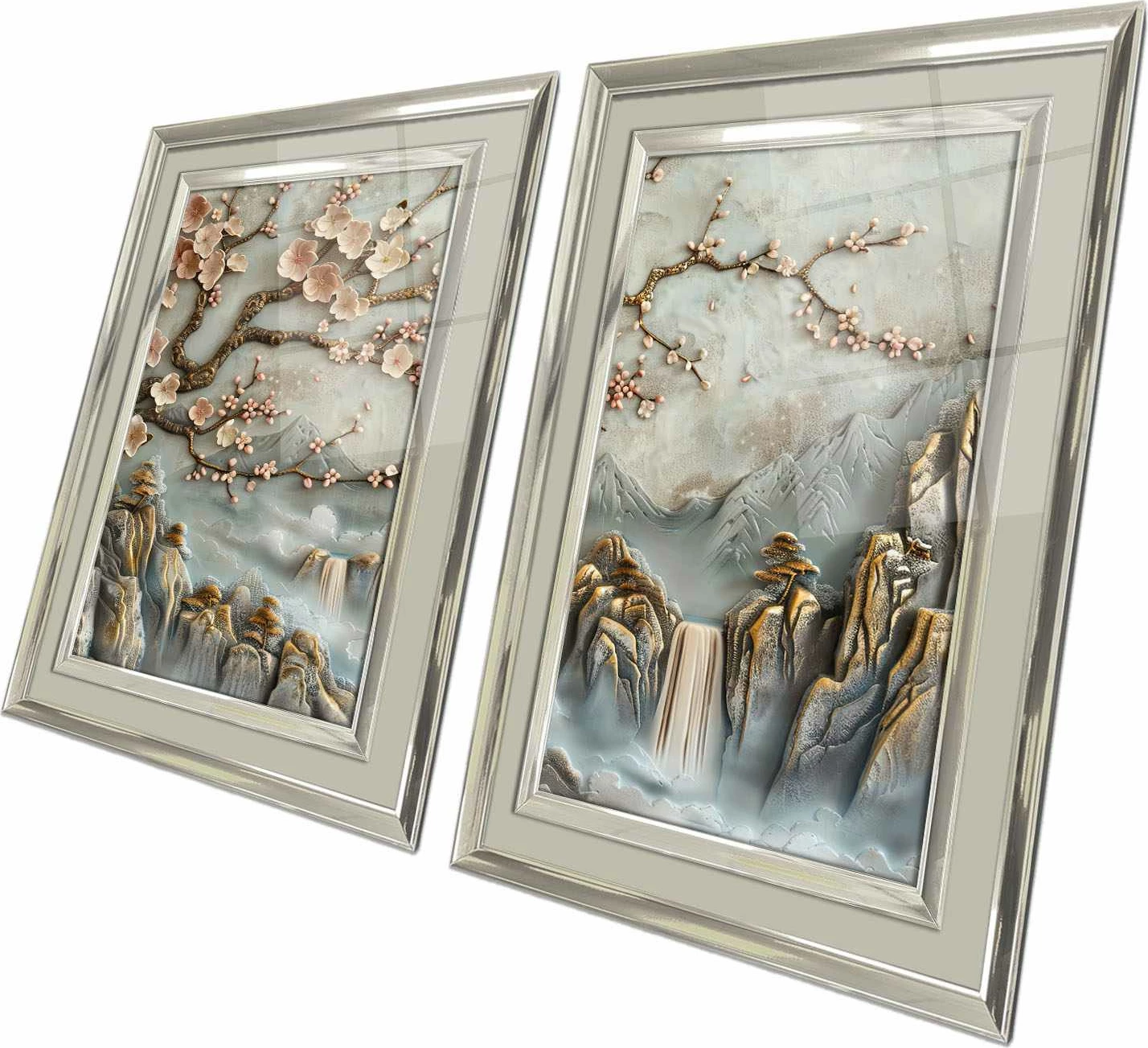 Pikturë dekorative me kornizë (2 copë), Wallity, 2P4363Kromgumusct - 003