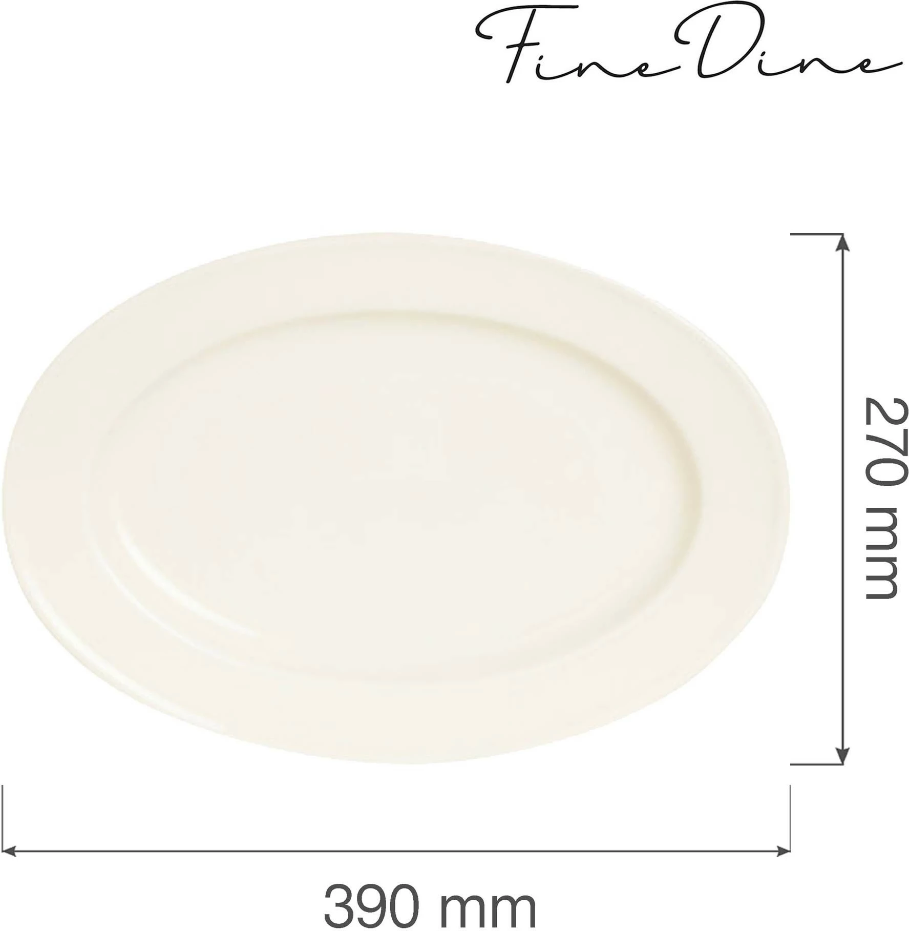 Pjatë ovale servirëse Fine Dine Crema 390x270mm, set 6 copë, krem