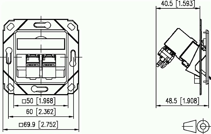 Prizë rrjeti METZ CONNECT C6A Modul, 2 Port, 270°, UPk, e bardhë