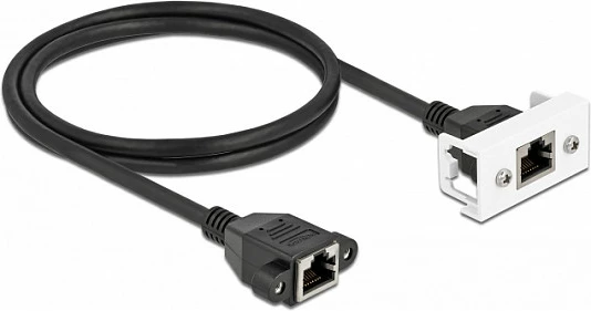 Kabllë rrjeti DeLOCK Easy 45, Cat6a S/FTP, RJ45 mashkull në RJ45 femër, 1 m, zi/bardhë