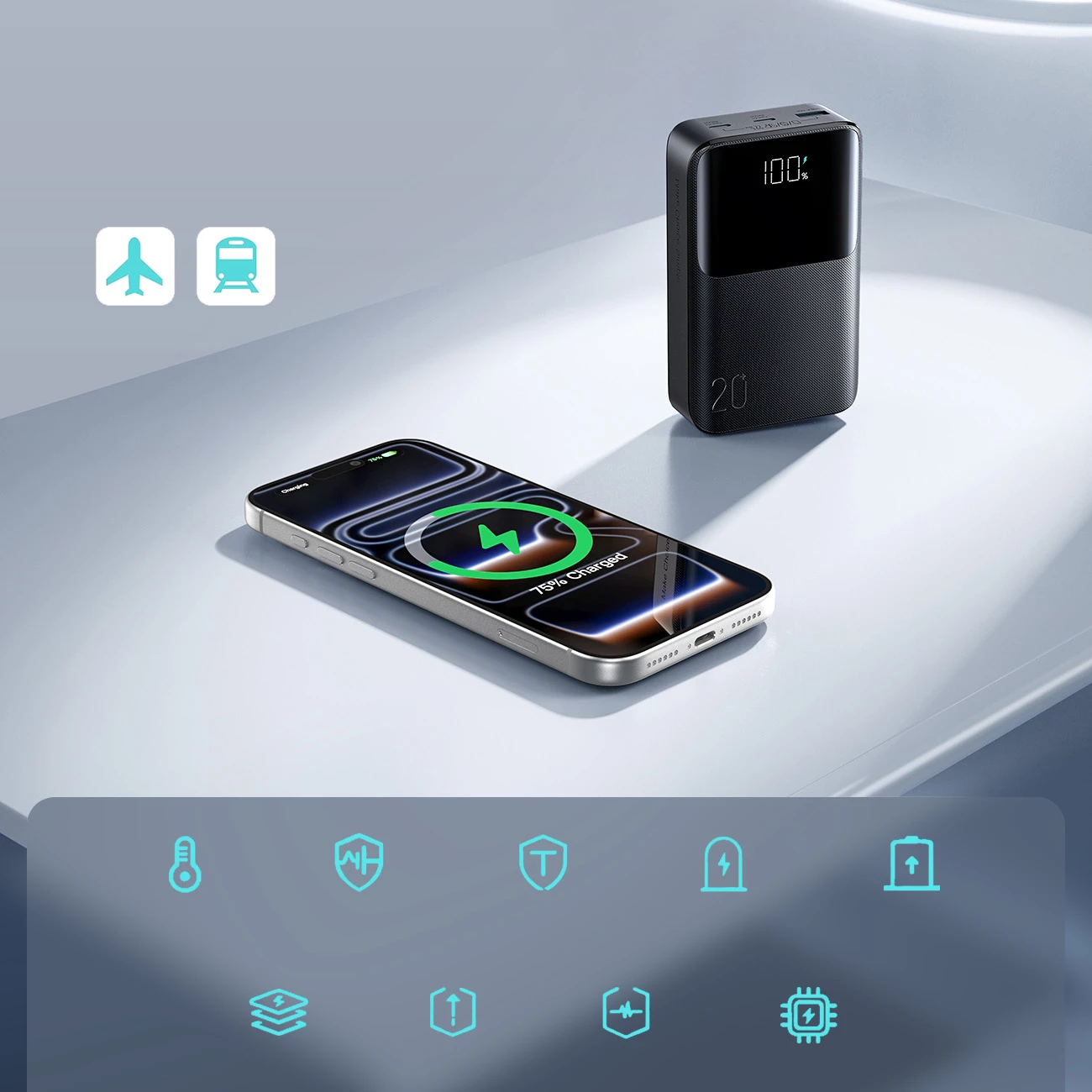 Powerbank Joyroom JR-QP192 Star Series Mini 20000mAh 22.5W me ekran digjital, e zezë