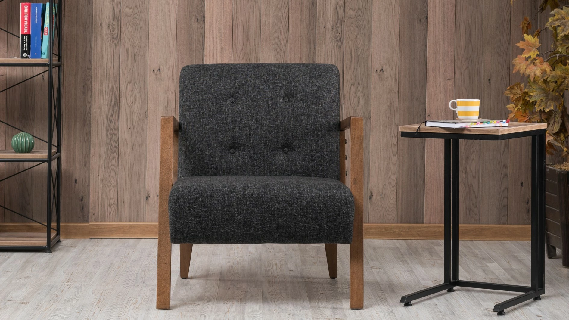 Karrige Wing Atelier del Sofa, Kemer, ngjyrë gri e errët