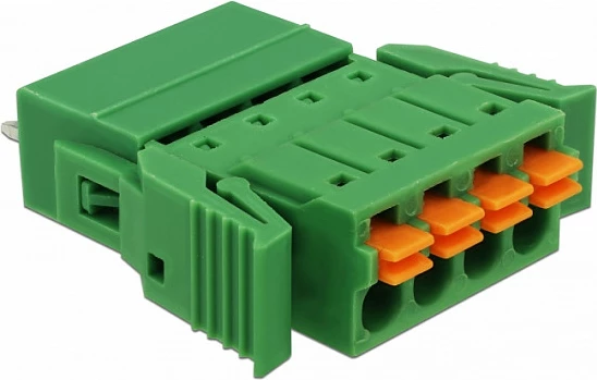 Terminal bllok DeLOCK 65970, 4-pin për PCB, AWG 24-12, 16 mm, jeshile