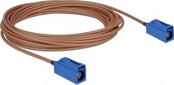 Kabllo antene DeLOCK 89666, RG-316, 5 m, FAKRA C femër-femër, blu/kafe