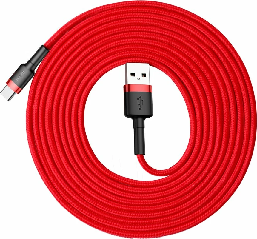 Kabllo Baseus Cafule, USB në USB-C, 3 metra, i kuq