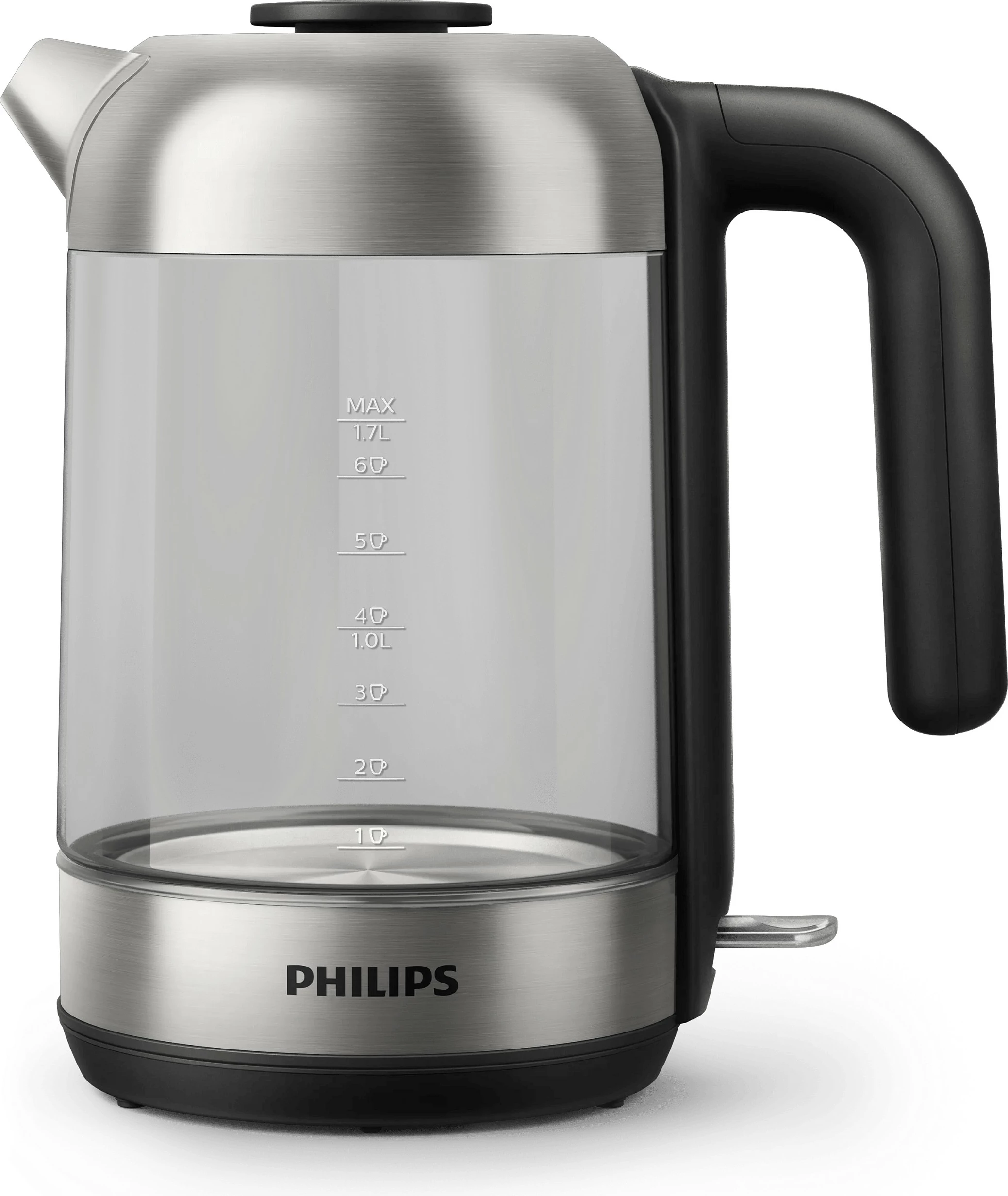 Çajnik elektrik Philips HD9339/80, 1.7 L, xham/inoks, i zi/argjend