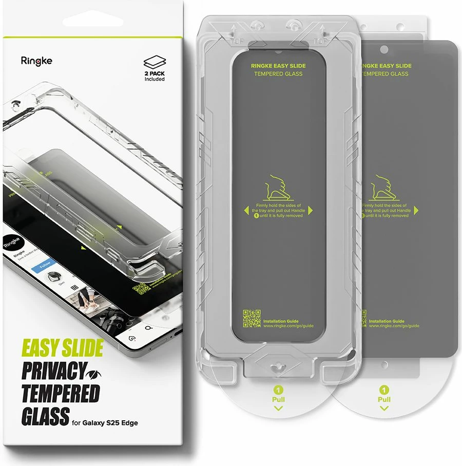 Xham mbrojtës privatësie Ringke Easy Slide për Samsung Galaxy S25 Edge, 2 copë