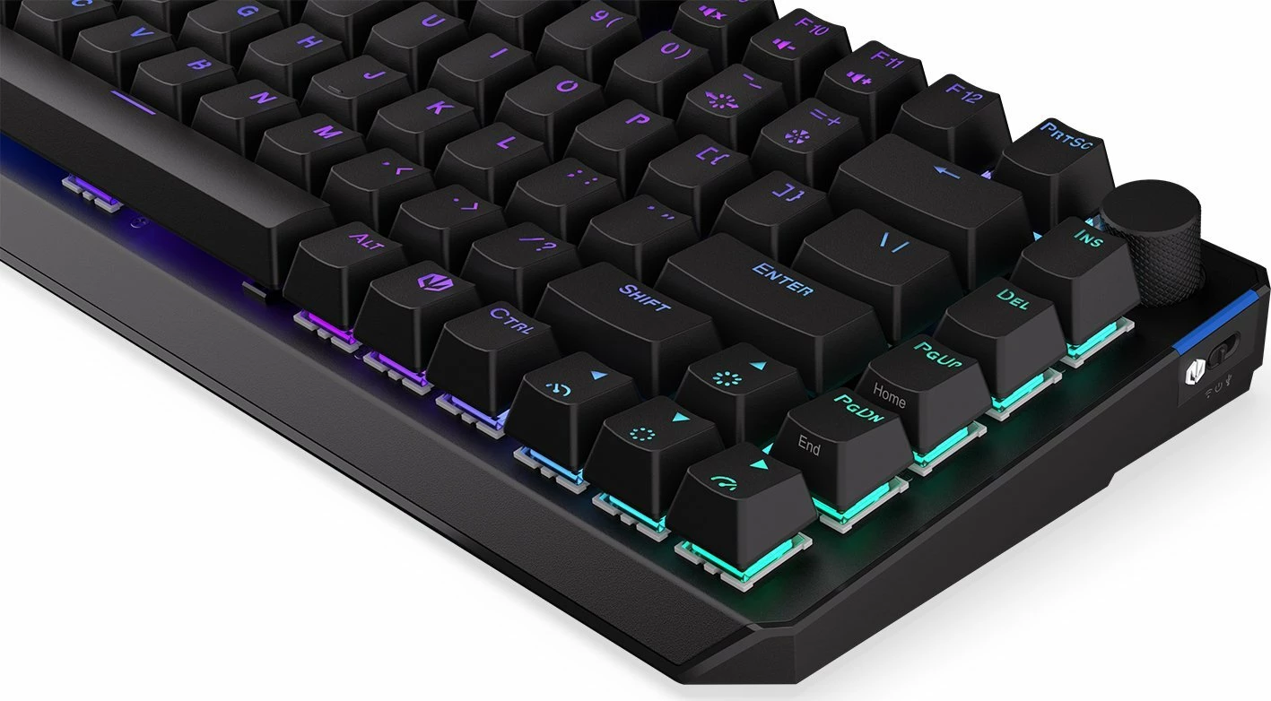 Tastierë mekanike gaming Endorfy Thock 75% Wireless Red (EY5A073), Kailh Box Red, RGB, Bluetooth/2.4GHz/USB, US layout, e zezë