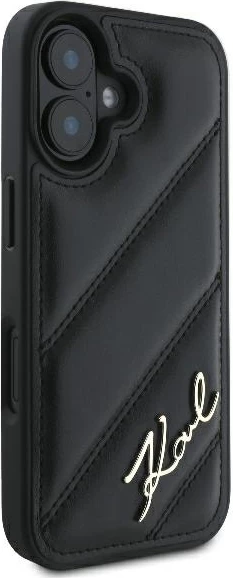 Mbështjellës Karl Lagerfeld Quilted Signature për iPhone 16 Plus, i zi