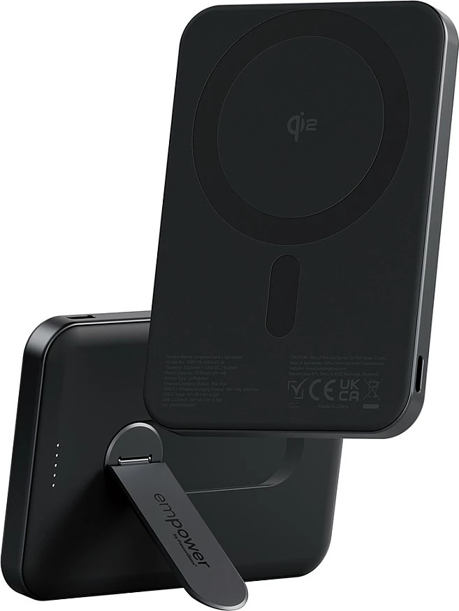 Power bank PanzerGlass empower bank 5000mAh, Qi2/MagSafe, spin stand, Space Black