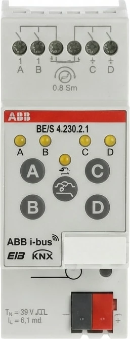 Modul hyrje binare ABB BE/S4.20.3.2, KNX/EIB, 4-kanal, e bardhë