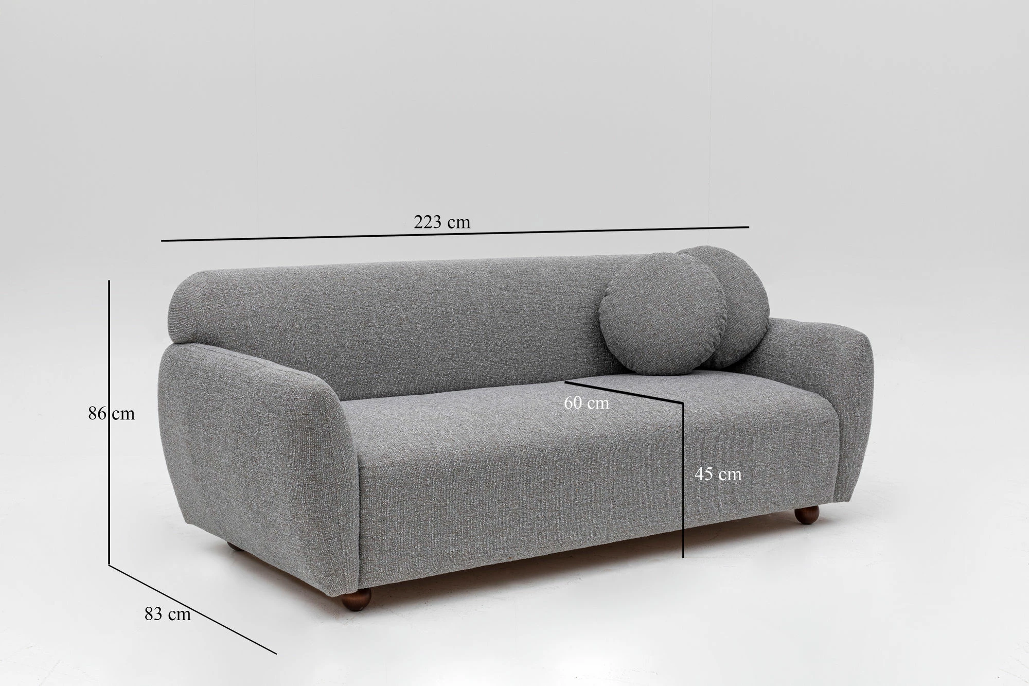 Divan treshe, ngjyrë gri e çelët, Atelier del Sofa, Eddy