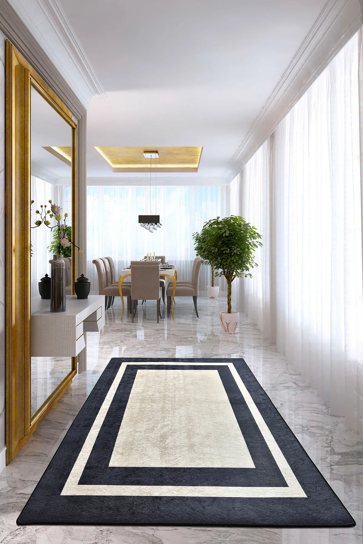 Qilim për korridor, kornizë e zezë, 80x200cm, Conceptum Hypnose