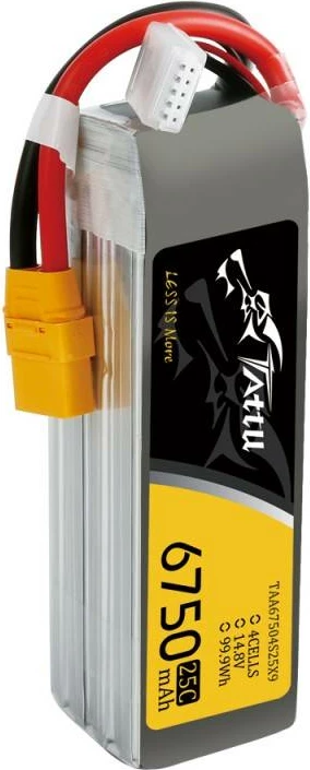 Bateri LiPo Tattu 6750mAh 14.8V 25C 4S1P me XT90
