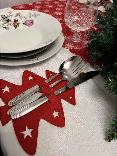 Mbajtëse takëmesh Ruhhy Christmas Tree, 12 copë, felt 17×20 cm, e kuqe