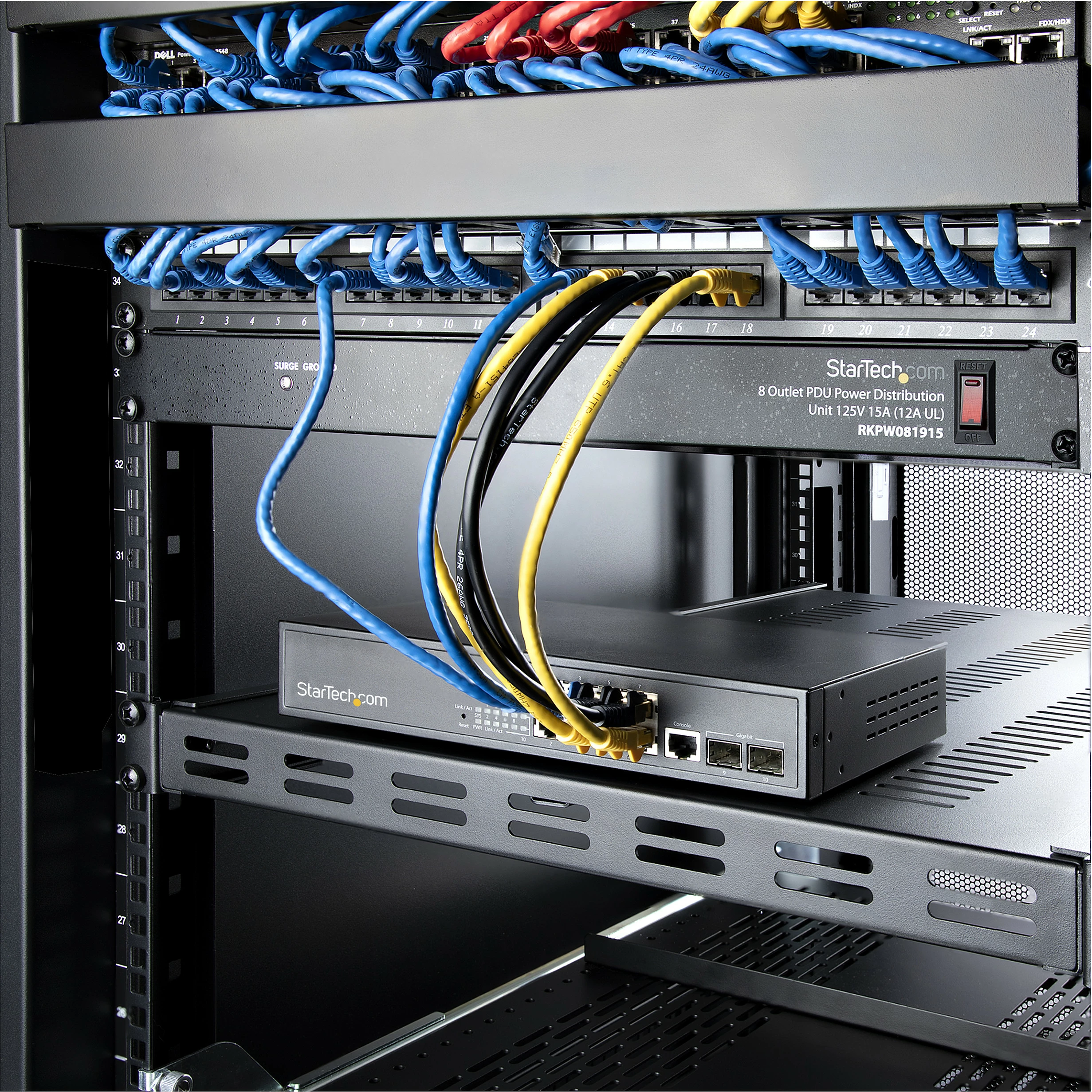 Raft i rregullueshëm për rack serveri StarTech ADJSHELFHDV, 1U, 4-post, i ventiluar, 150 kg, 49.5-97.4 cm, i zi