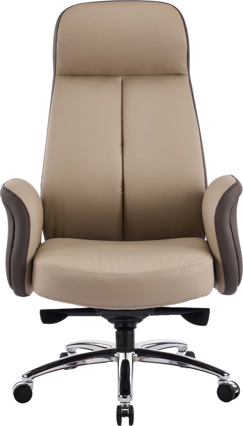 Karrige zyre ekzekutive DRAMON FH18356.02, lëkurë PU bezhë-kafe, bazë kromi, 66x70x132.5cm