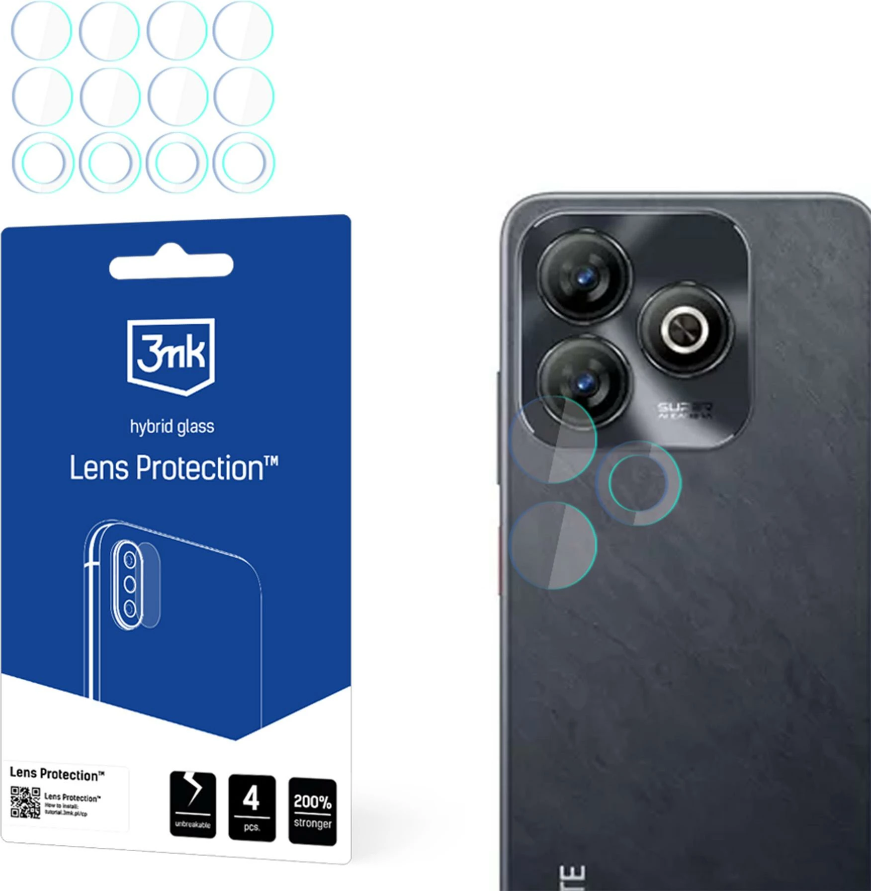 Xham hibrid për kamerë 3mk Protection për ZTE Blade V60 Smart, 4 copë