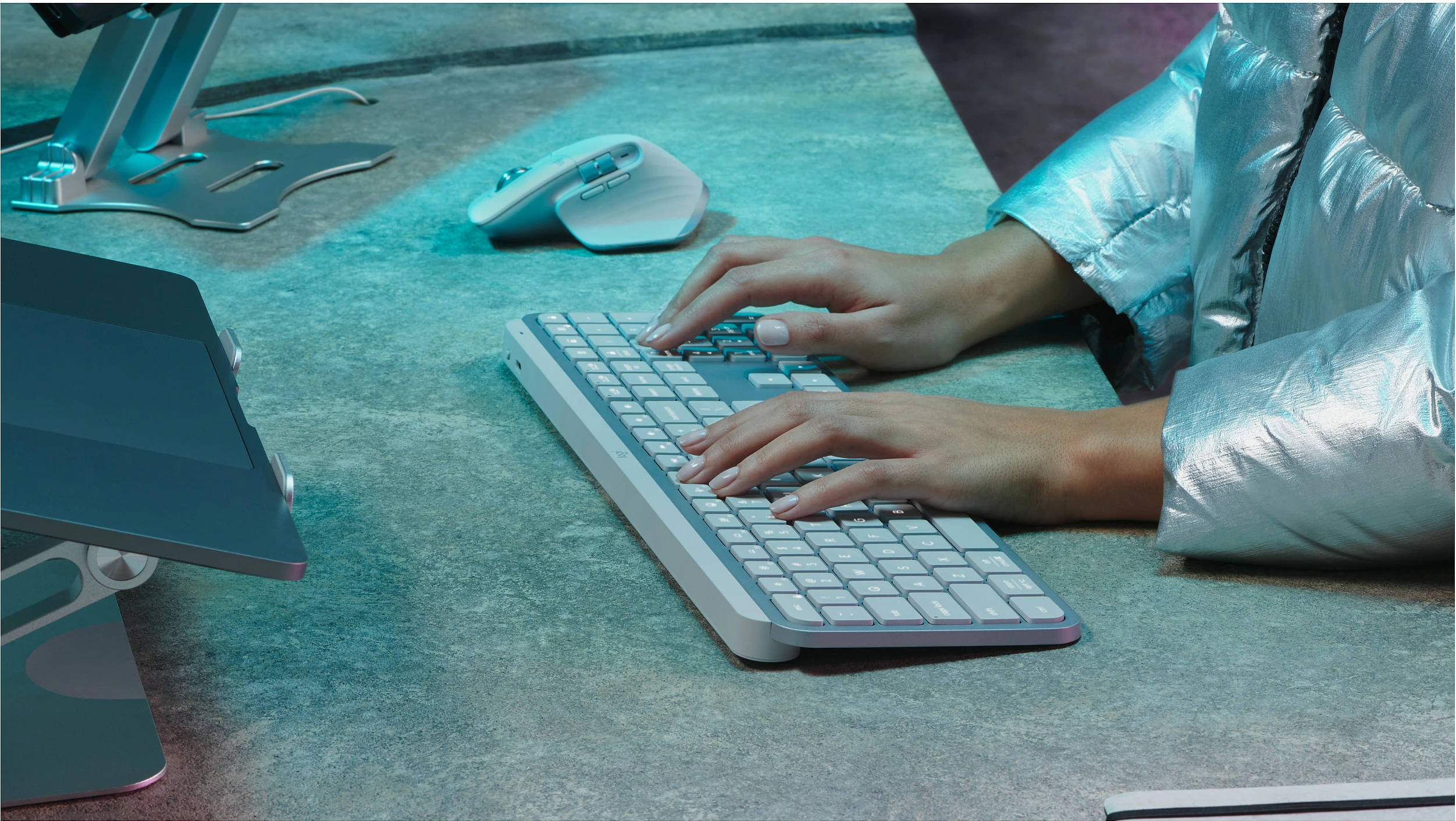 Tastierë Logitech MX Keys S, full-size (100%), wireless Bluetooth, me numpad, LED, gri