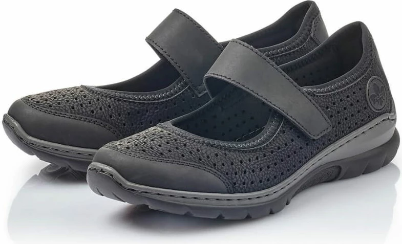 Këpucë të hapura të rehatshme Rieker për femra, të zeza