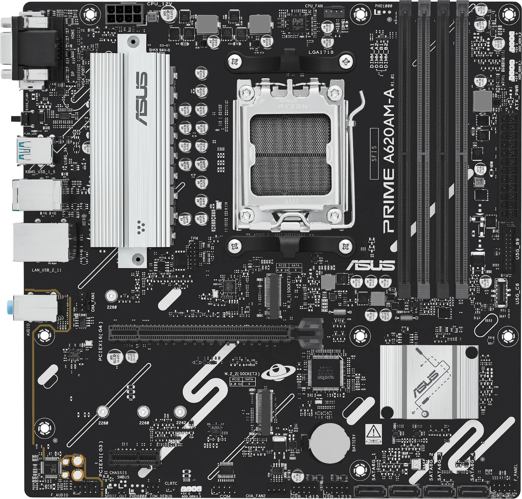 Pllakë amë ASUS PRIME A620AM-A-CSM, Socket AM5, micro ATX, DDR5 256GB, PCIe 4.0, e zezë