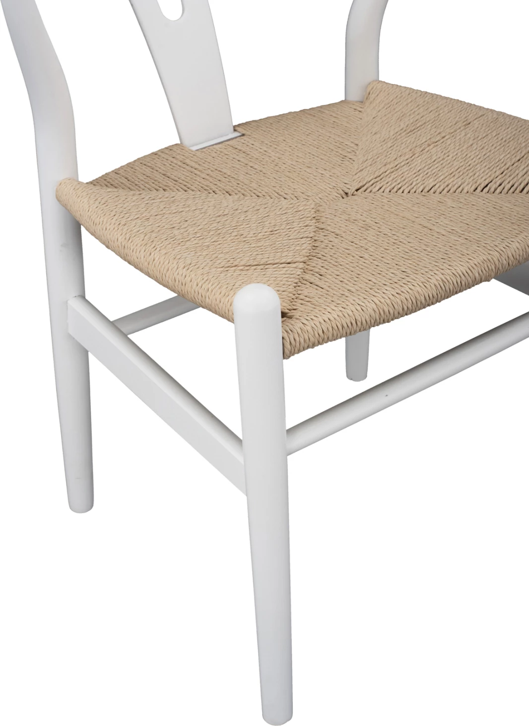 Karrige ngrënie BRAVE, dru ahu, ngjyrë e bardhë, litar bezhë, 54x57x74 cm