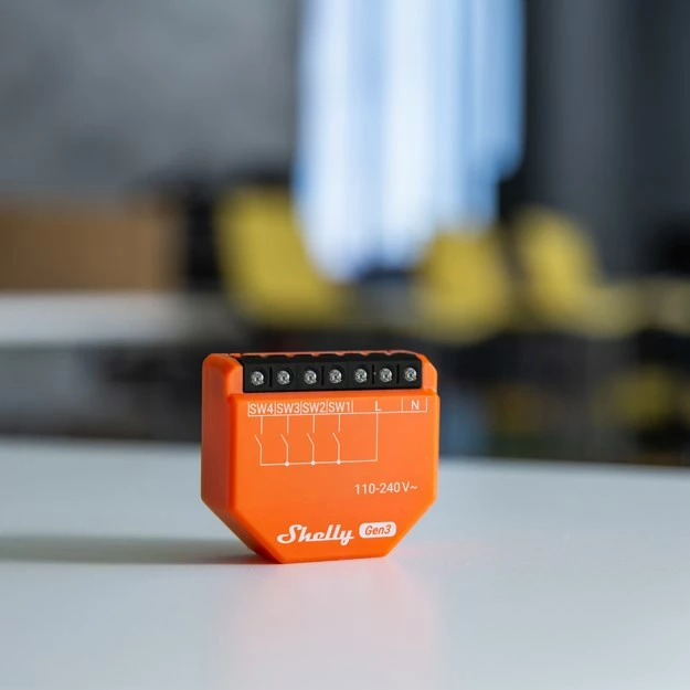 Relé elektrik Shelly i4 Gen3, 4 kanale, Wi-Fi, portokalli