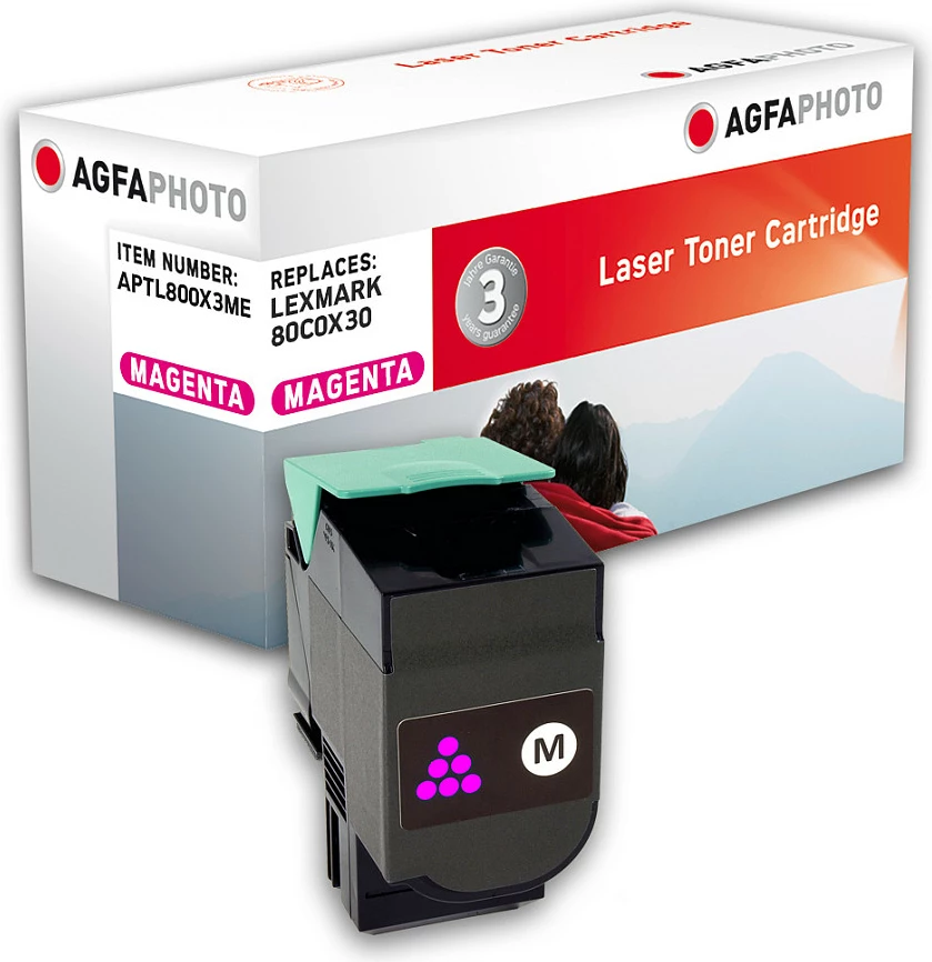 Toner AgfaPhoto APTL800X3ME, zëvendëson Lexmark 80C0X30, Magenta, 4000 faqe