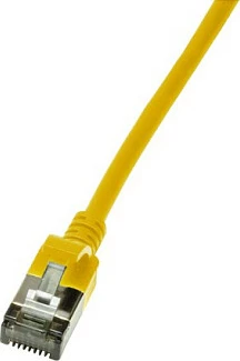 Kabllo Ethernet LogiLink SlimLine Cat6a, 0.5 m, 10GbE, RJ-45, U/FTP, e verdhë