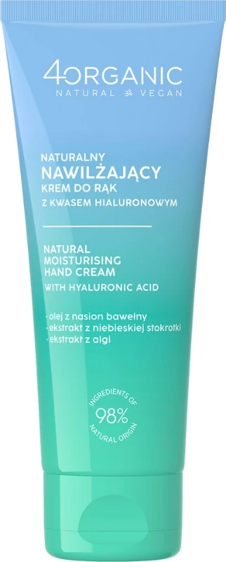 Krem për duar për femra 4organic Natural Moisturizing me acid hialuronik, 75ml