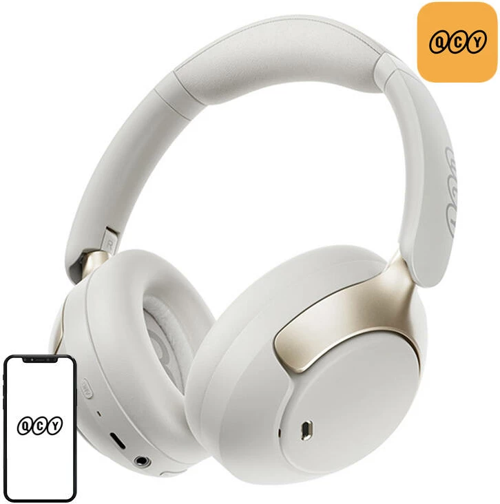 Kufje QCY H3 Pro, over-ear, wireless, ANC, 40mm, bardhë