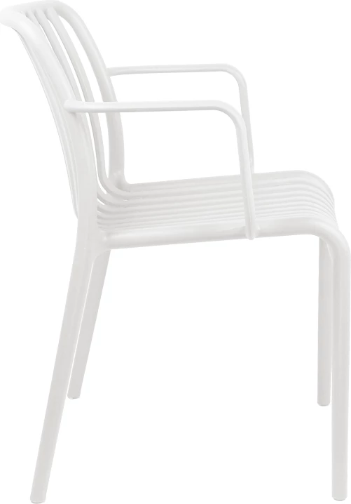 Karrige me krahë Zoi, plastikë e bardhë, 55.5x57.5x79 cm