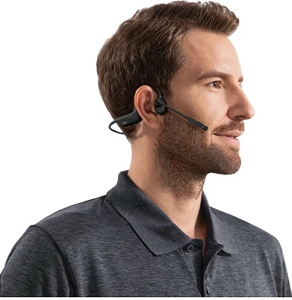 Headset Shokz OpenComm2 Industrial Version, Bluetooth, Wireless, Bone Conduction, Ngjyrë e zezë