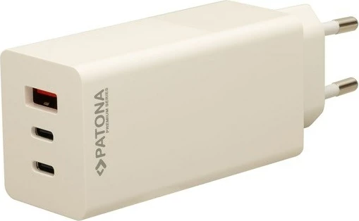 Karikues PATONA Premium GaN, 100W, 2xUSB-C, 1xUSB-A, i bardhë