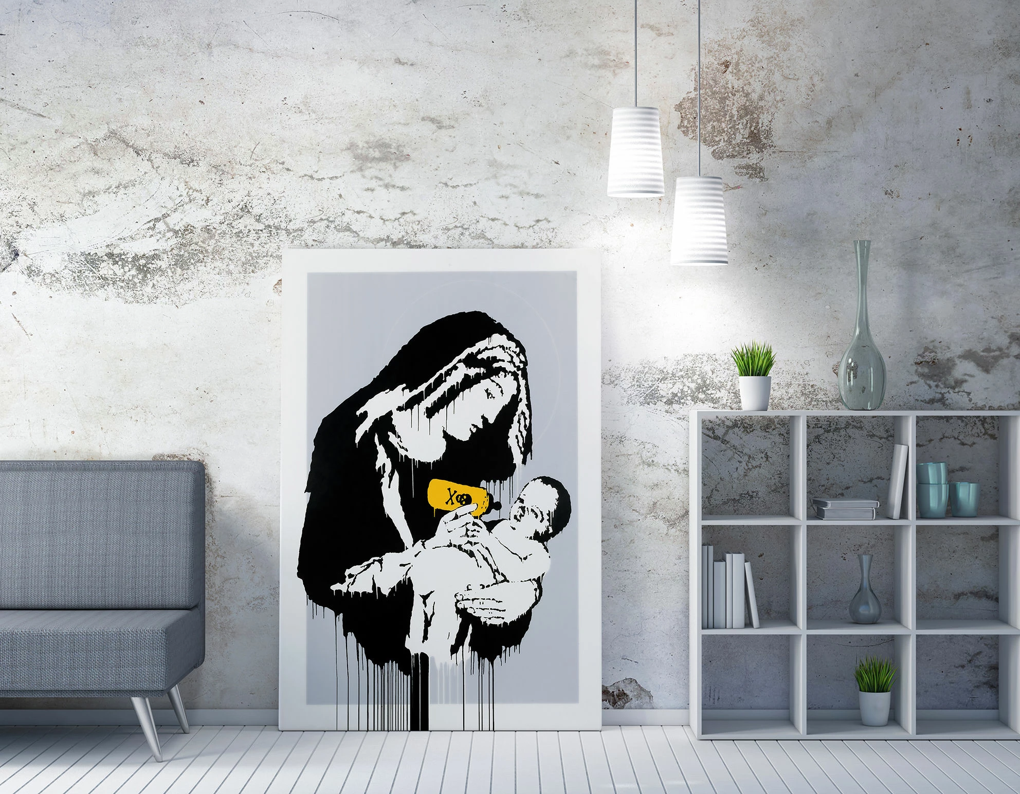 Pikturë dekorative në kanavacë, Banksy, shumëngjyrëshe, WY122, 50x70cm