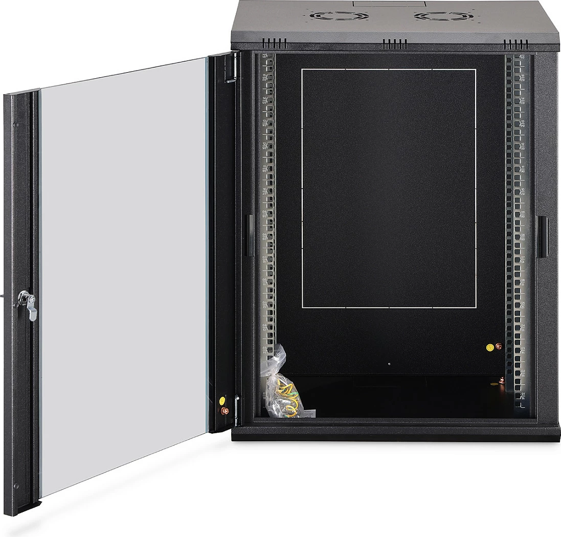 Kabinet rrjeti në mur Digitus Dynamic-N 16U, 600x450mm, derë xhami, i zi