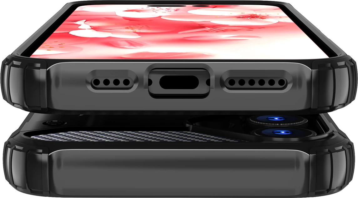 Mbështjellës Hurtel Hybrid Armor për iPhone 16e, i zi