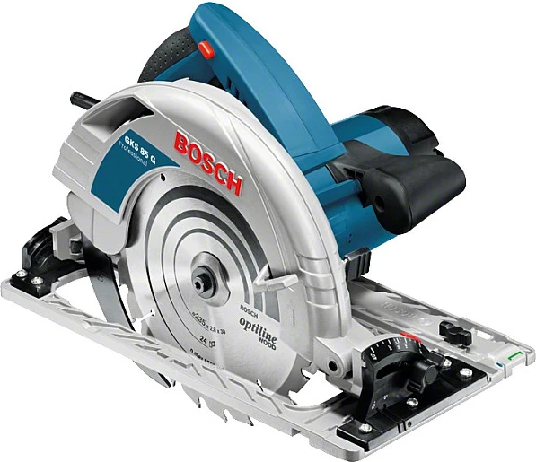 Sharrë rrethore Bosch GKS 85 G Professional, 2200W, disk 235mm, thellësi prerjeje 85mm, me L-BOXX & shinë udhëzuese FSN 1400, kaltër/zi