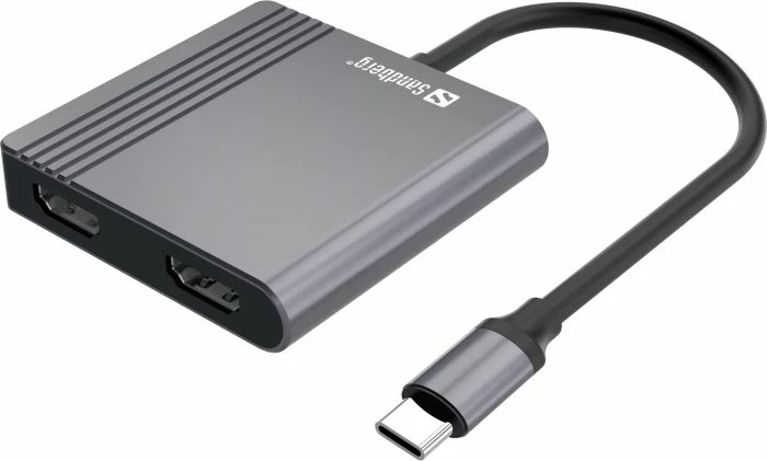 Stacion dokimi USB-C SANDBERG 136-44, 2x HDMI, USB-A, USB-C PD 100W, 4K/30Hz, alumin i zi/gry