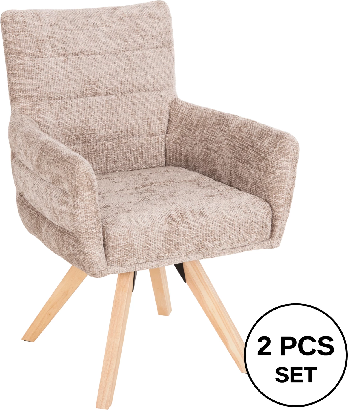 Karrige ngrënieje GAZER FH9845.04, pëlhurë bezhë, këmbë druri gome, 66x63x91H cm., set prej 2 copë