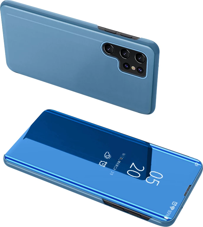Mbështjellës Hurtel Clear View Case për Samsung Galaxy S23 Ultra, me kapak, Blu