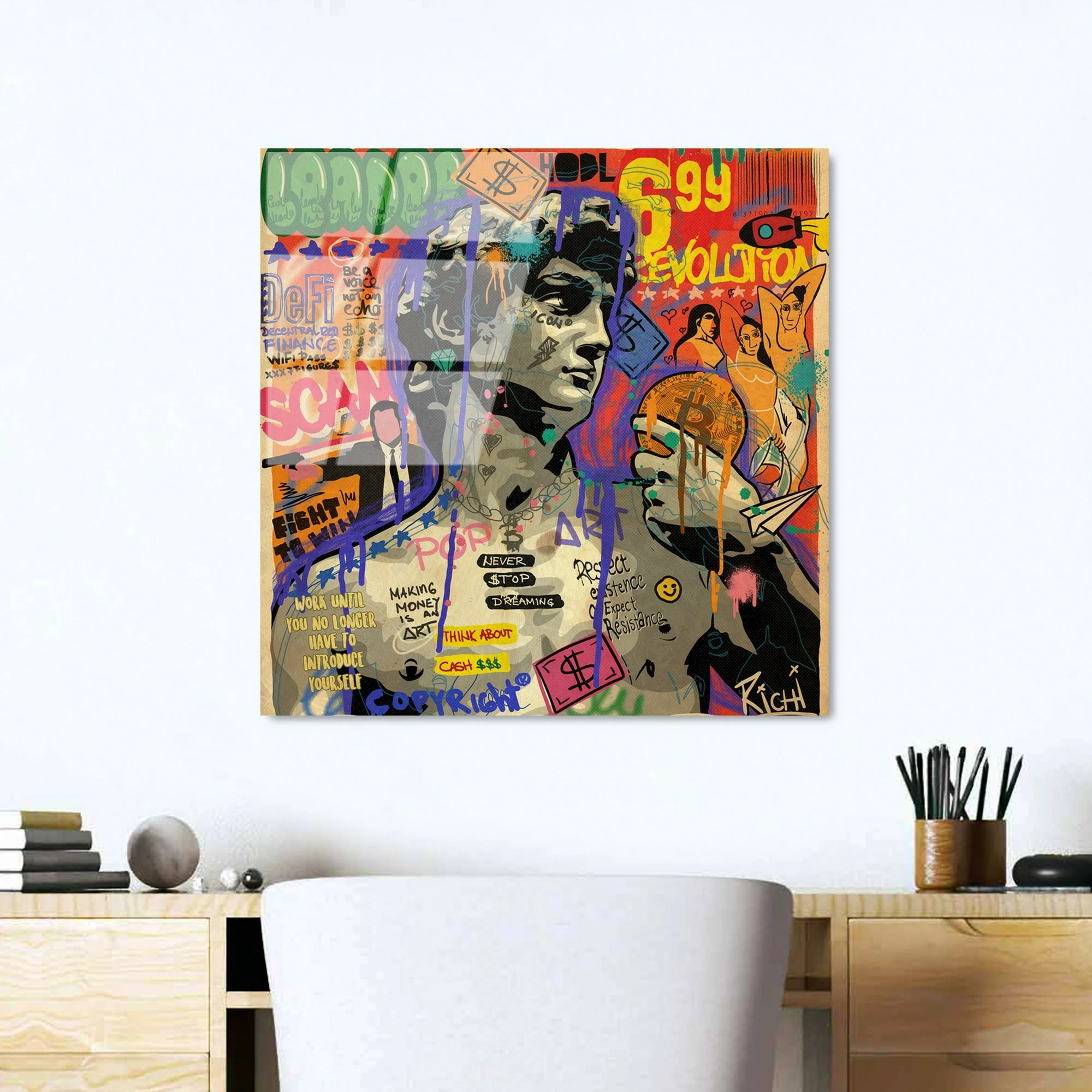 Pikturë dekorative prej xhami të temperuar, shumëngjyrëshe, Wallity UV-839, 50x50cm
