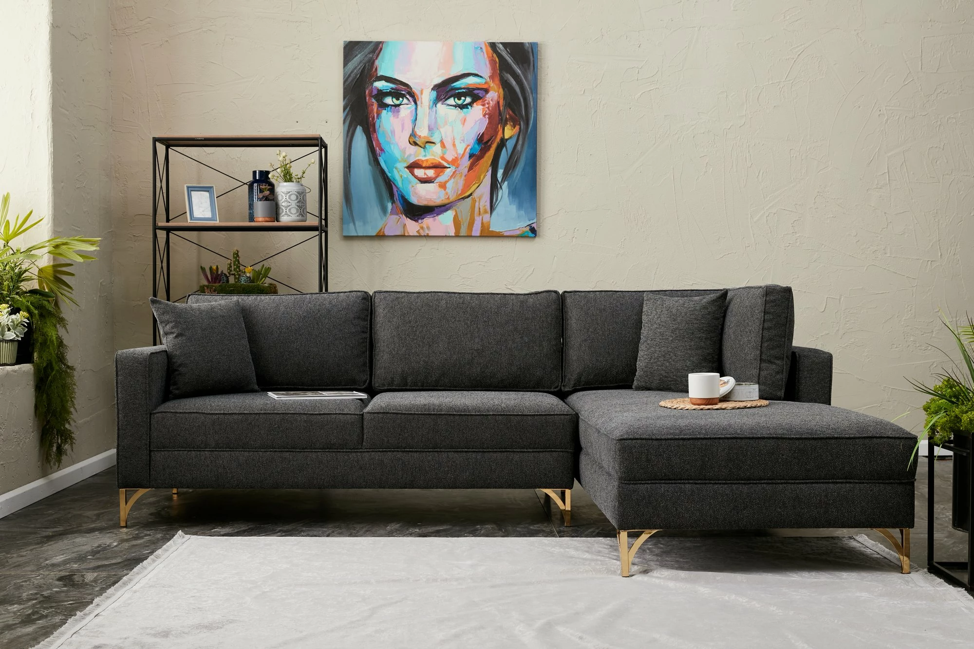 Këndare Atelier del Sofa, Berlin, e djathtë, anthracite, gold