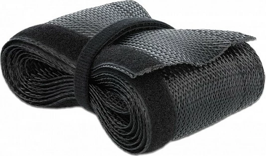 Mbështjellës i gërshetuar për kabllo DeLOCK, 10 m x 32 mm, mbyllje Velcro, i zi