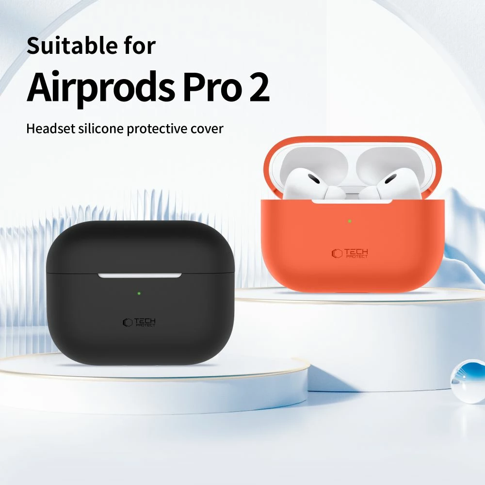 Mbështjellës Tech-Protect për AirPods Pro/Pro 2, Silikon, i zi