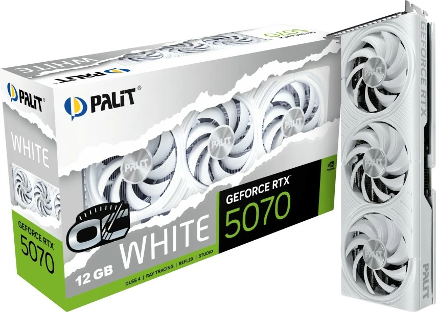 Kartelë grafike Palit RTX 5070 OC 12GB GDDR7 e bardhë