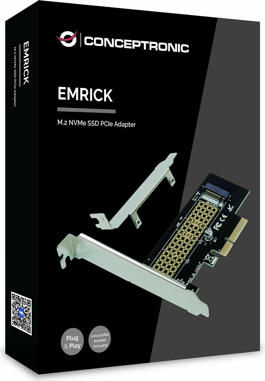 Kartë zgjerimi PCIe Conceptronic M.2 NVMe PCIe 3.0 x4, 32 Gbit/s, e zezë/inoks