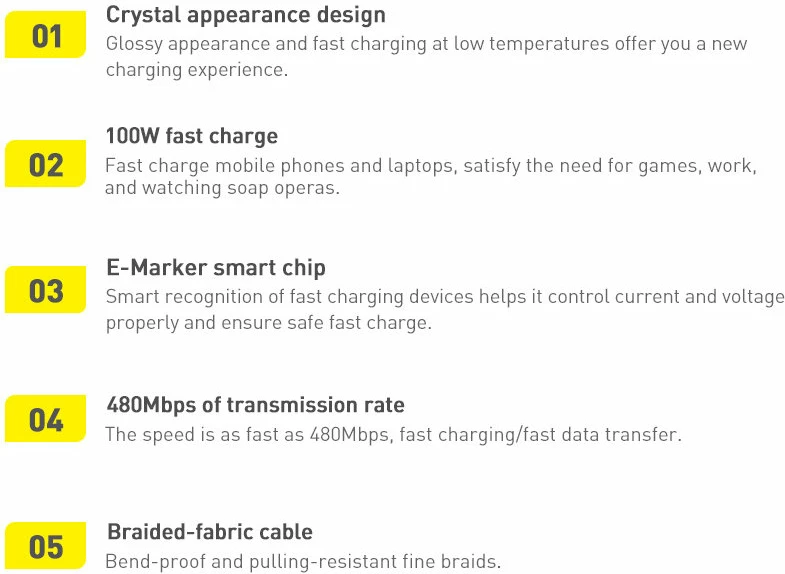 Kabllo USB-C në USB-C Baseus CAJY000701, 1.2m, 100W, Vjollcë