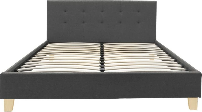 Krevat Mago, stof antracit, këmbë druri natyrale, 140x200cm